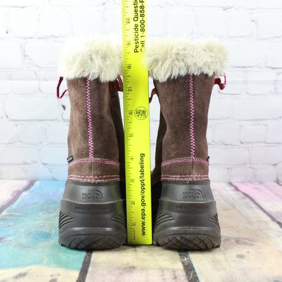 The North Face Girls Heat Seeker Brown Leather Faux Fur Winter Snow Boots Size 4 - Picture 8 of 9